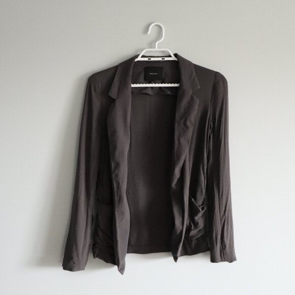 Talula Women's Sz 2 Grey Kent Open Front Pocket Long Sleeve Lightweight Blazer - Picture 1 of 13